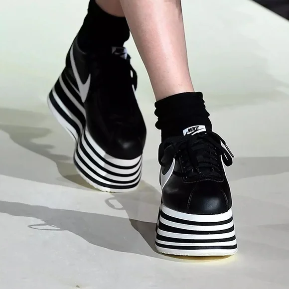 SOLD Comme des Garçons x Nike Platform Cortez Black 8 US, 39 EU - Picture 1 of 11